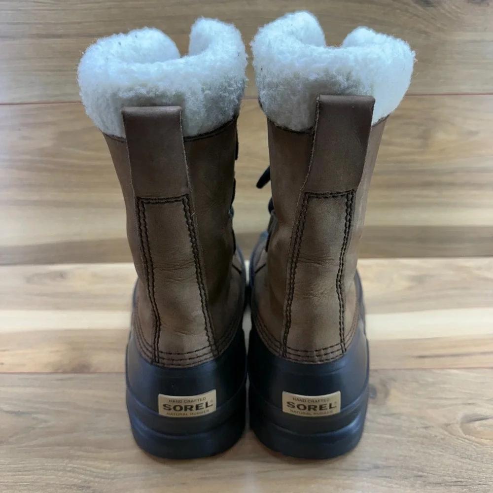 SOREL Caribou Brown Nubuck Mens‎ 8 Snow Winter Waterproof Insulated Faux Sherpa